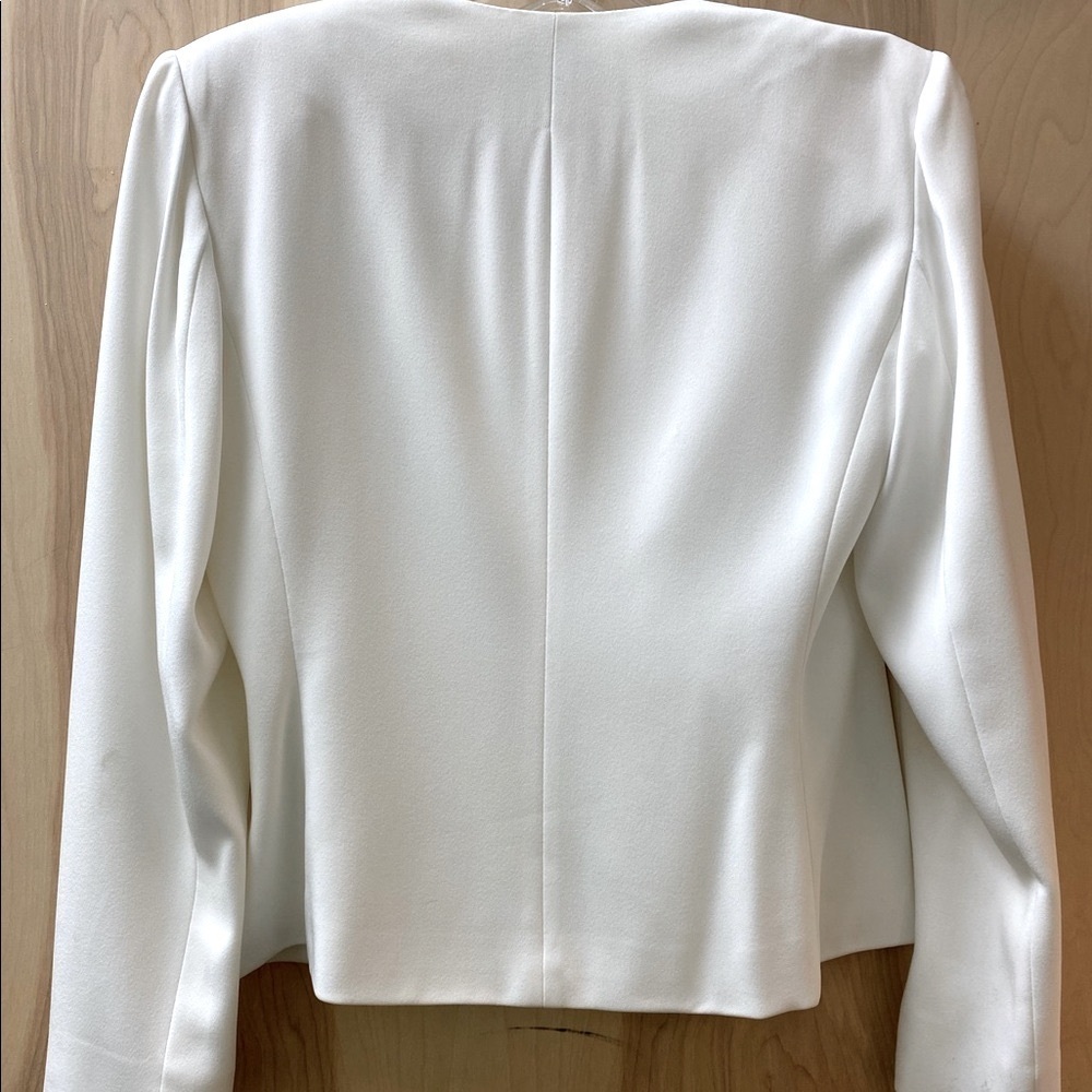 Vintage JONES NEW YORK Suit Jacket Mandarin collar Zip Front White Size 4P - Picture 2 of 5